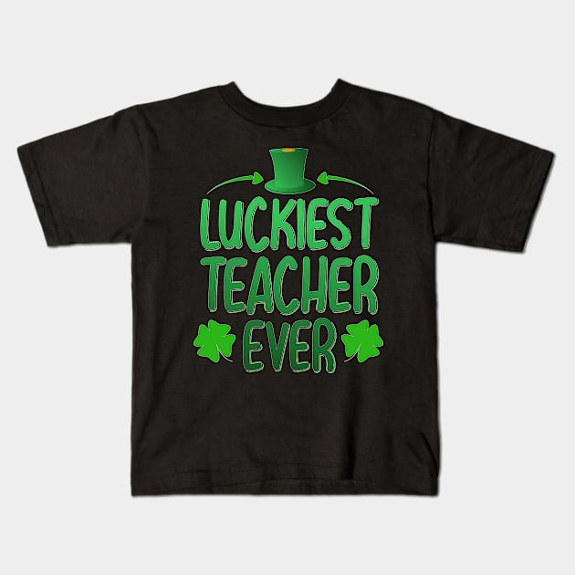 Luckiest Teacher Ever St Patrick's Day Kids T-Shirt by MohamedKhaled1